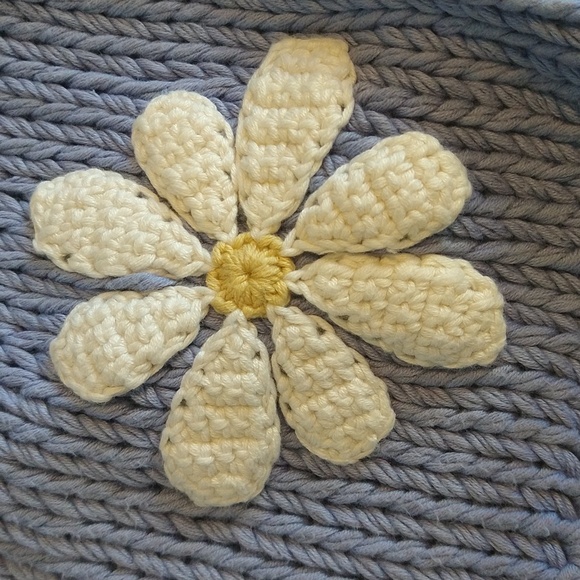 Periwinkle 3D Daisy 100% Cotton Knit Cardigan Sweater - Picture 9 of 16